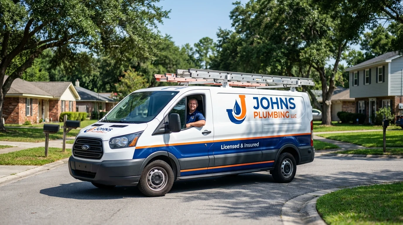 Johns Plumbing LLC service van in Hackleburg, AL