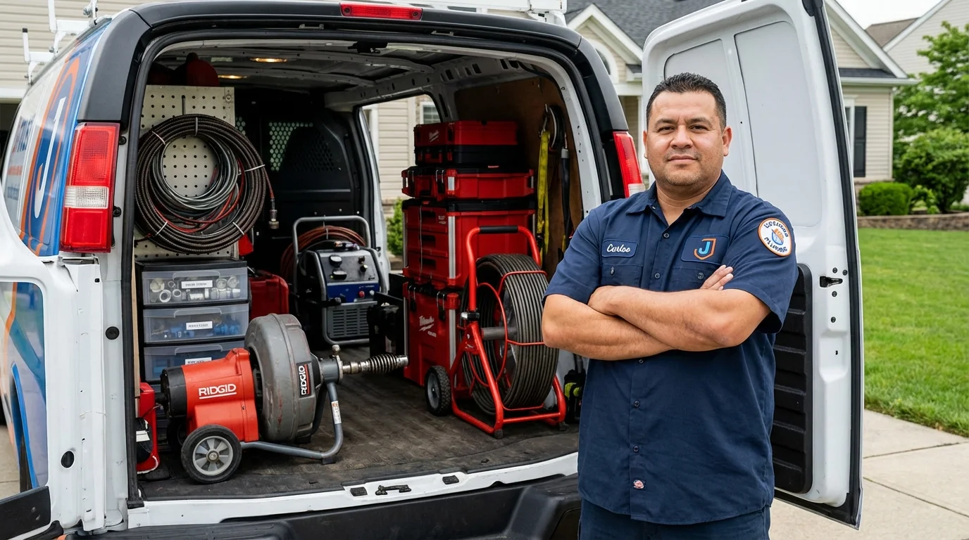 Professional drain cleaning equipment and Johns Plumbing LLC plumber in Hackleburg