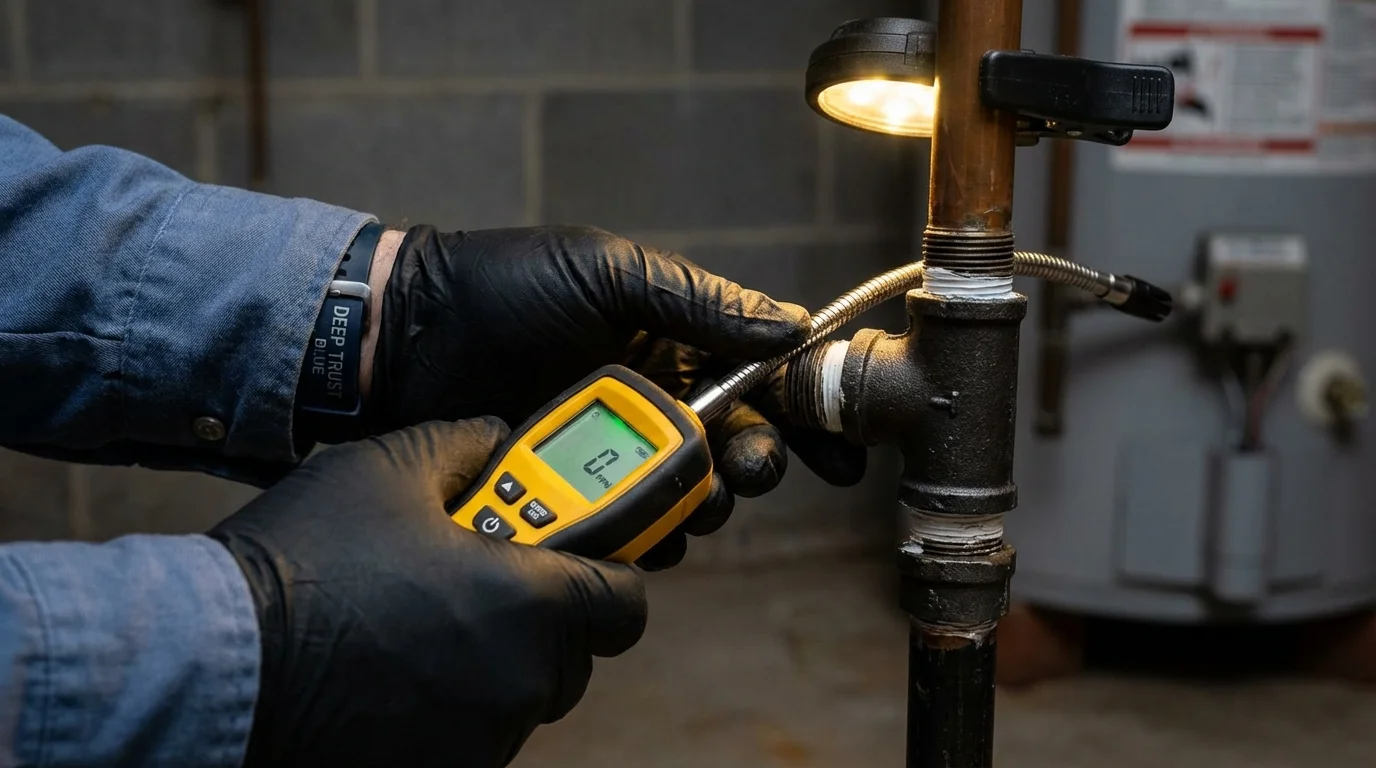 Gas leak detection with electronic sniffer by Johns Plumbing LLC in Hackleburg
