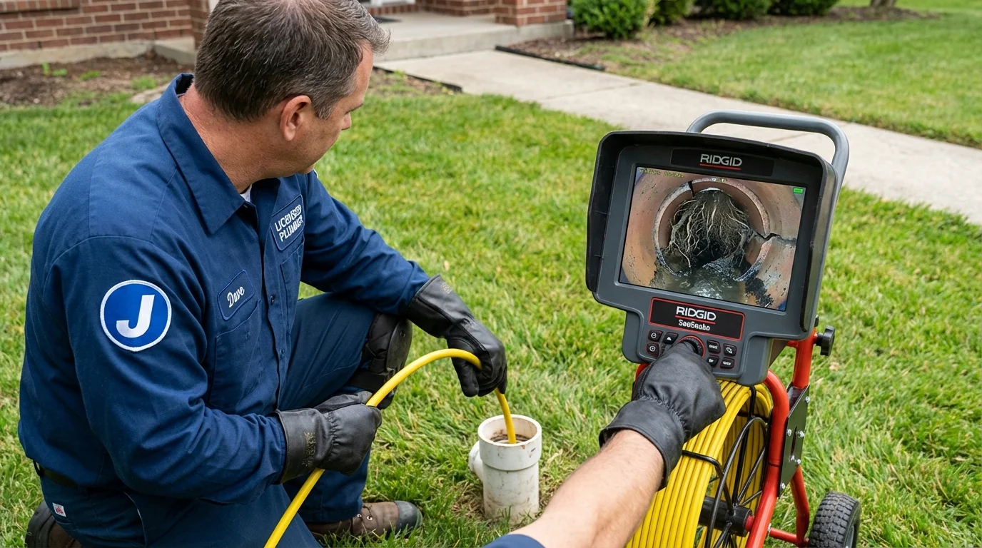 Sewer camera inspection being performed by Johns Plumbing LLC in Hackleburg