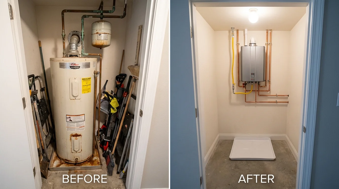 Tank water heater versus wall-mounted tankless unit comparison for Hackleburg, AL homeowners